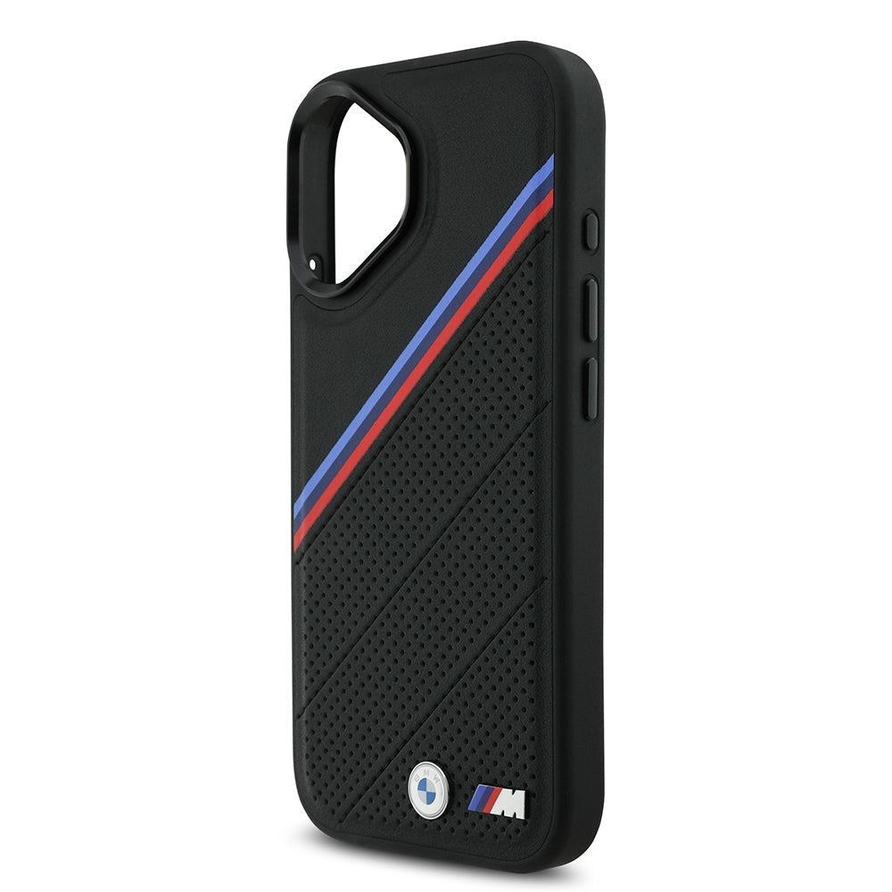BMW iPhone 17 Orjinal Lisanslı M-safe Şarj Özellikli M Logolu Üç Şeritli Delikli Deri Kılıf BMW iPhone 17 Orjinal Lisanslı M-safe Şarj Özellikli M Logolu Üç Şeritli Delikli Deri Kılıf